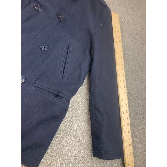 Nautica Black Wool Blend Peacoat Coat Jacket Mens Size Medium Quilted Lining - Picture 9 of 10